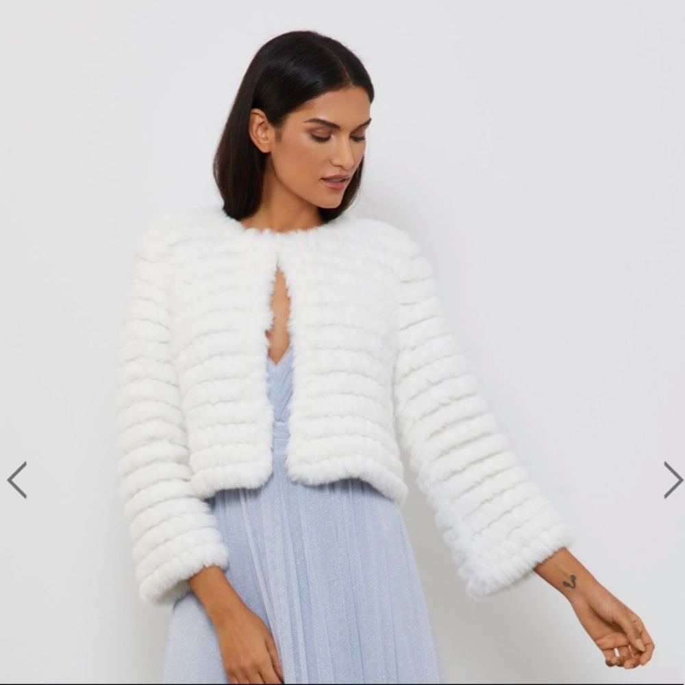BCBG Sophiana Faux Fur Jacket - Off White XS